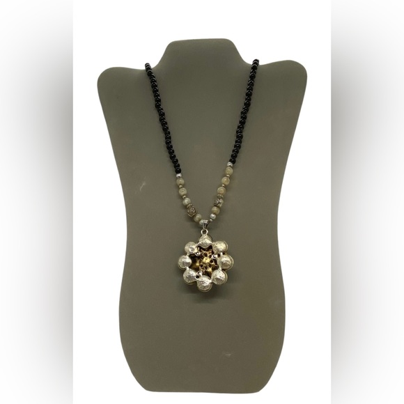 VTG 1980's Fashion 28” Asstd. Beads Necklace Floral Rhinestone Turquoise Pendant - Picture 8 of 16